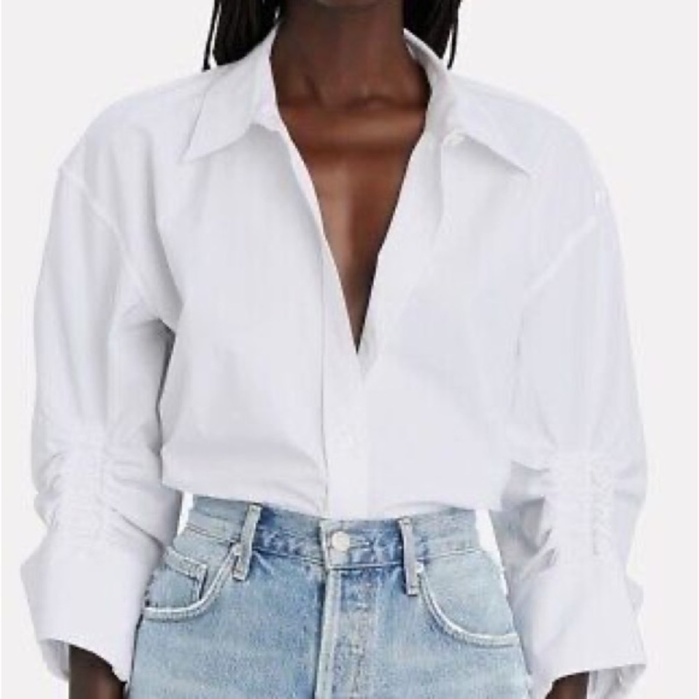 ALEXANDER WANG CINCHED SLEEVE BUTTON UP SHIRT SZ 4 NWT
